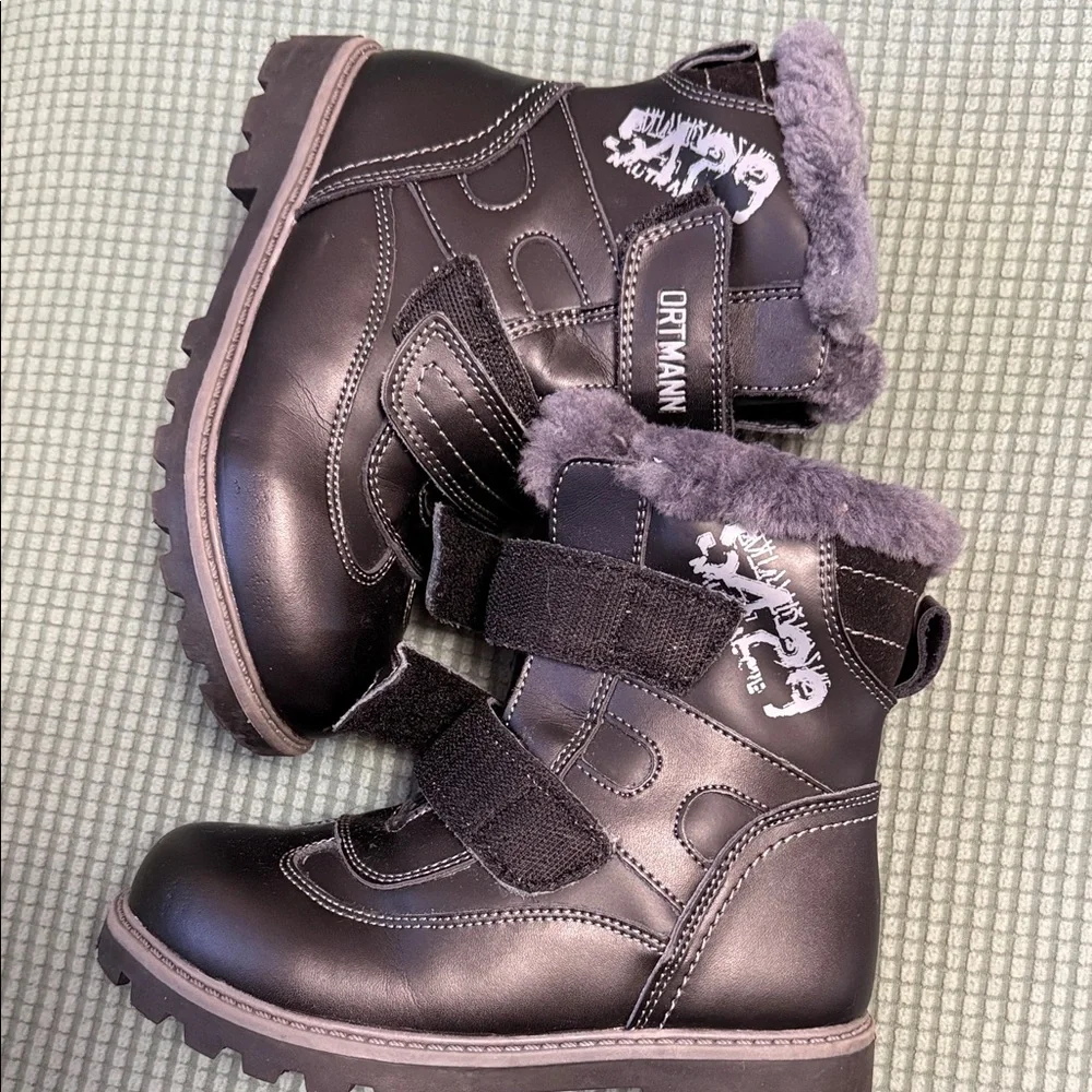 Kids Black and Gray Winter Boots
